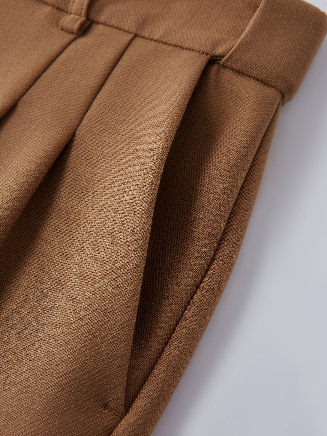 Stretch Wool High Rise Straight Leg Trousers with Pockets