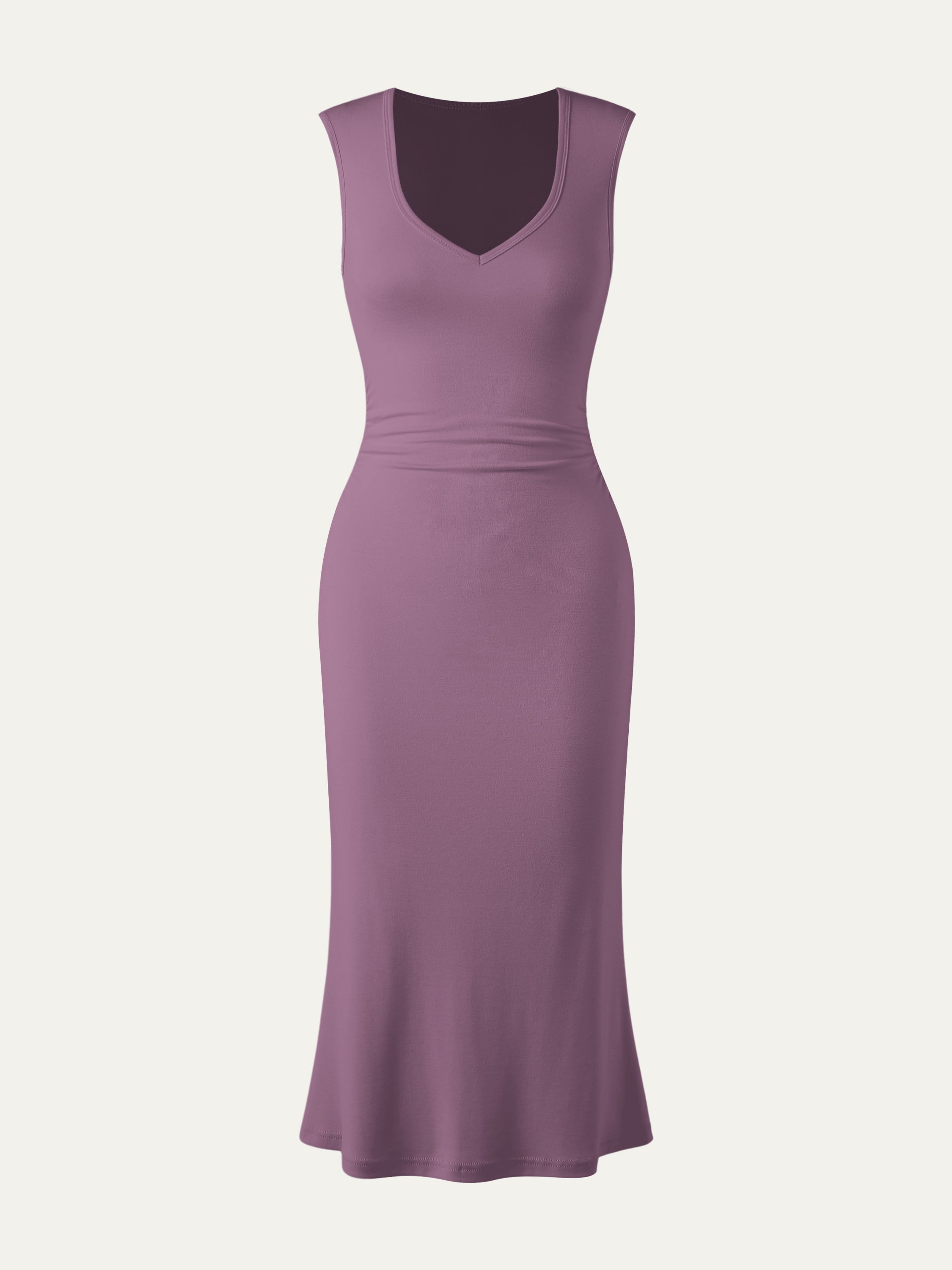 Eco-SkinKiss® Wide Shoulder Midi Dress - Georgia Clay