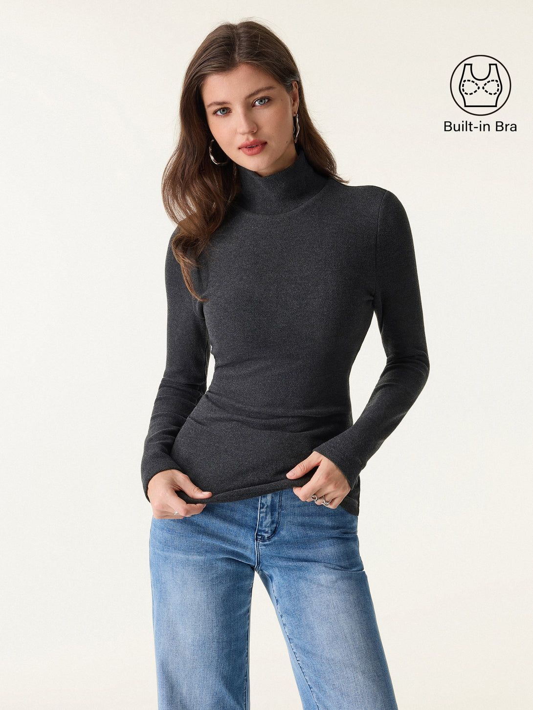 MaxWarm Turtleneck Long Sleeve Brami Heather Black XS