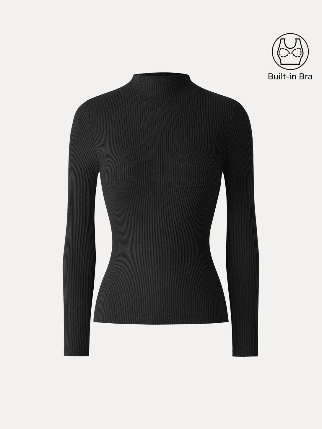 Ribbed Mockneck Long Sleeve Brami Black XS