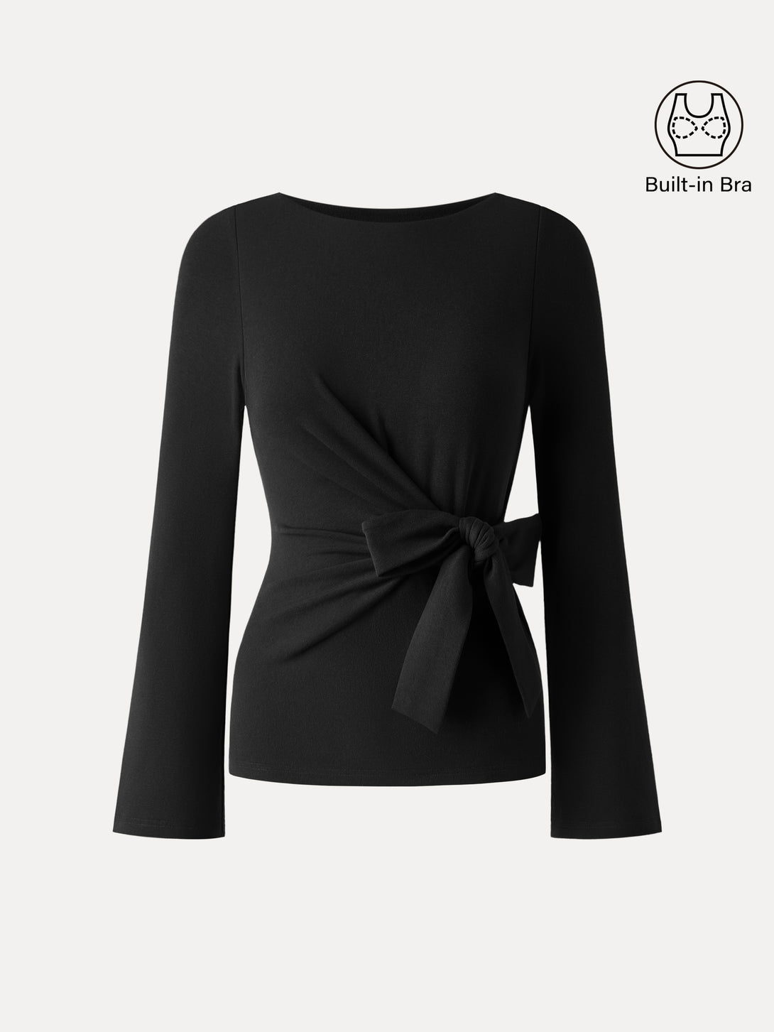 Bow-Tie Belted Bell Sleeve Brami Black XS