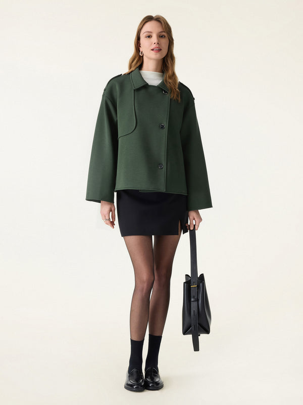 DoubleWarm Convertible Collar Buttoned Coat