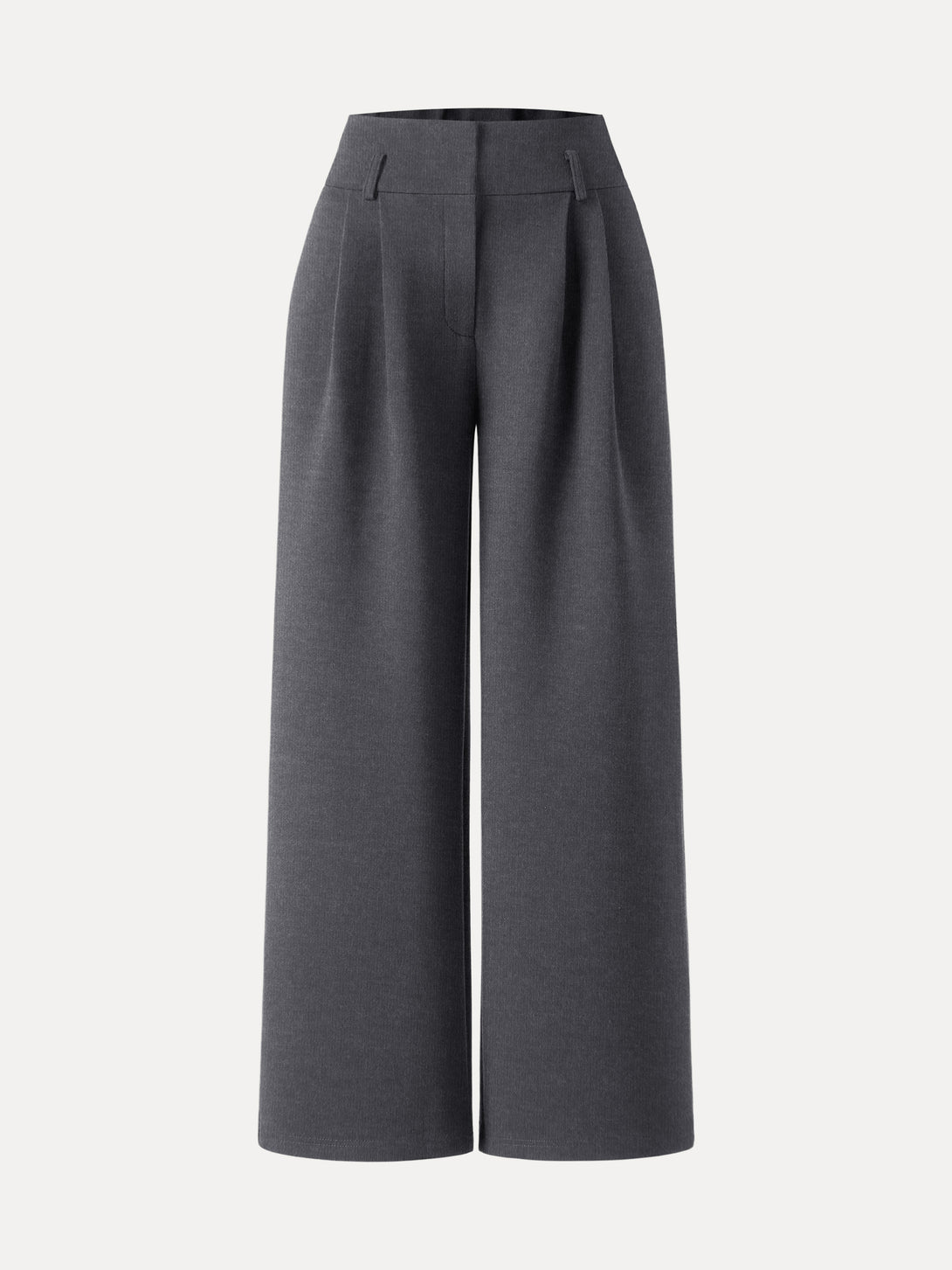 Cozy Warm High Rise Wide Leg Trousers with Pockets Petite Heather Black