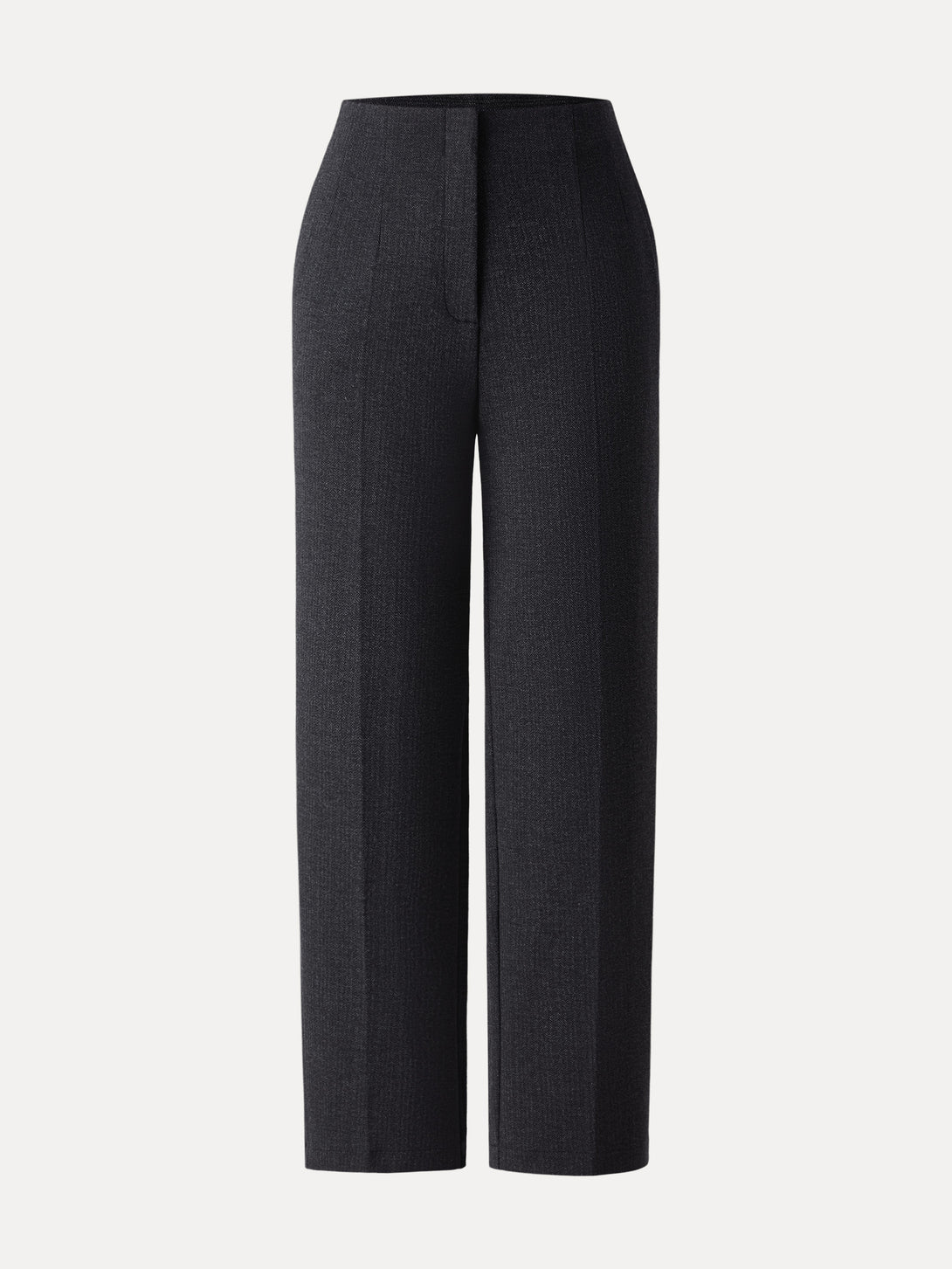Herringbone High Rise Tapered Leg Trousers with Pockets