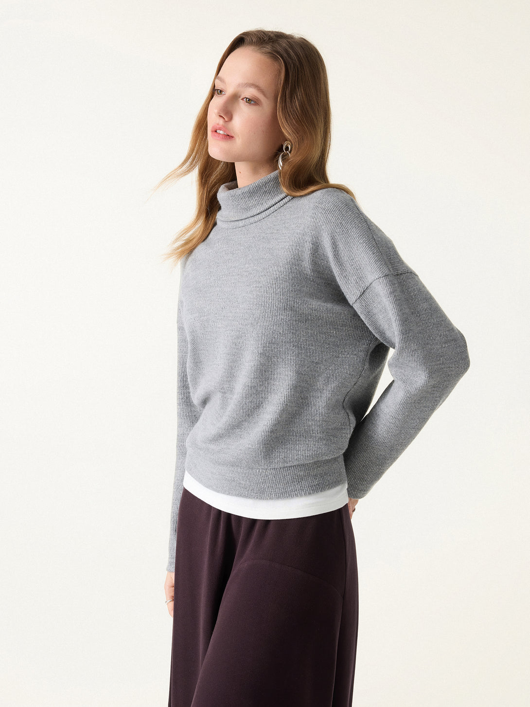 Turtleneck Relaxed Fit Long Sleeve Top