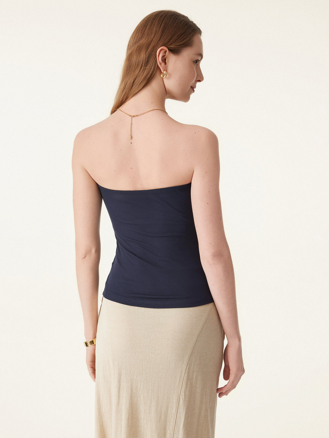 2Pcs Set Non-slip Essential Tube Brami Top & Ultrasoft Mid Rise A-line Ruched Maxi Skirt