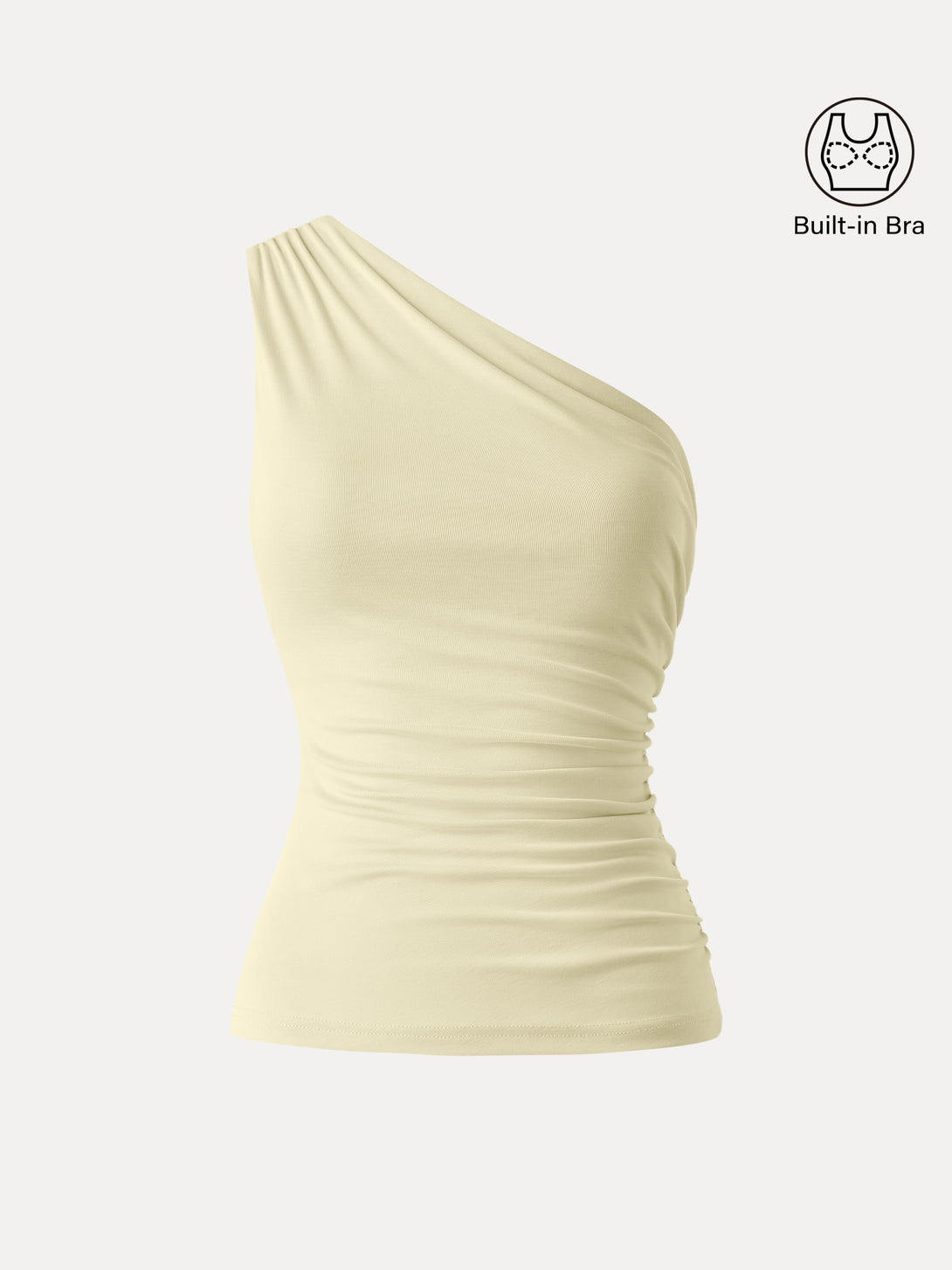 Sandwashed One Shoulder Ruched Brami Butter Yellow XS