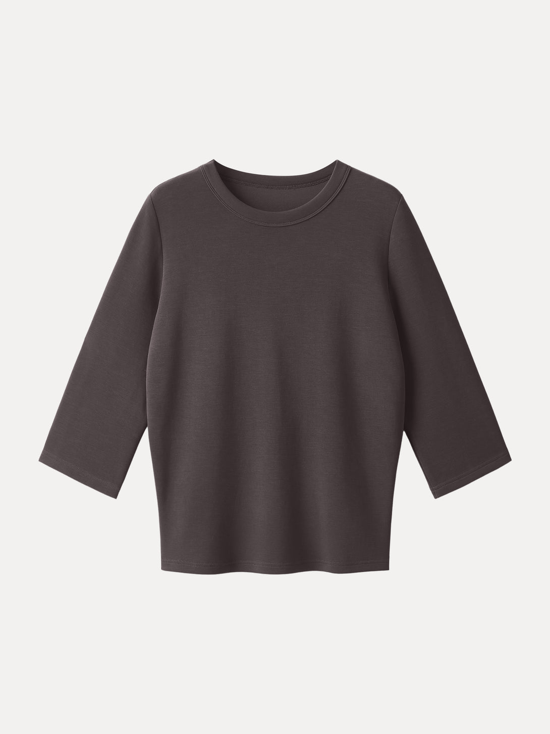 Sandwashed Spacer Crewneck 3/4 Sleeve Top Black Chocolate XS