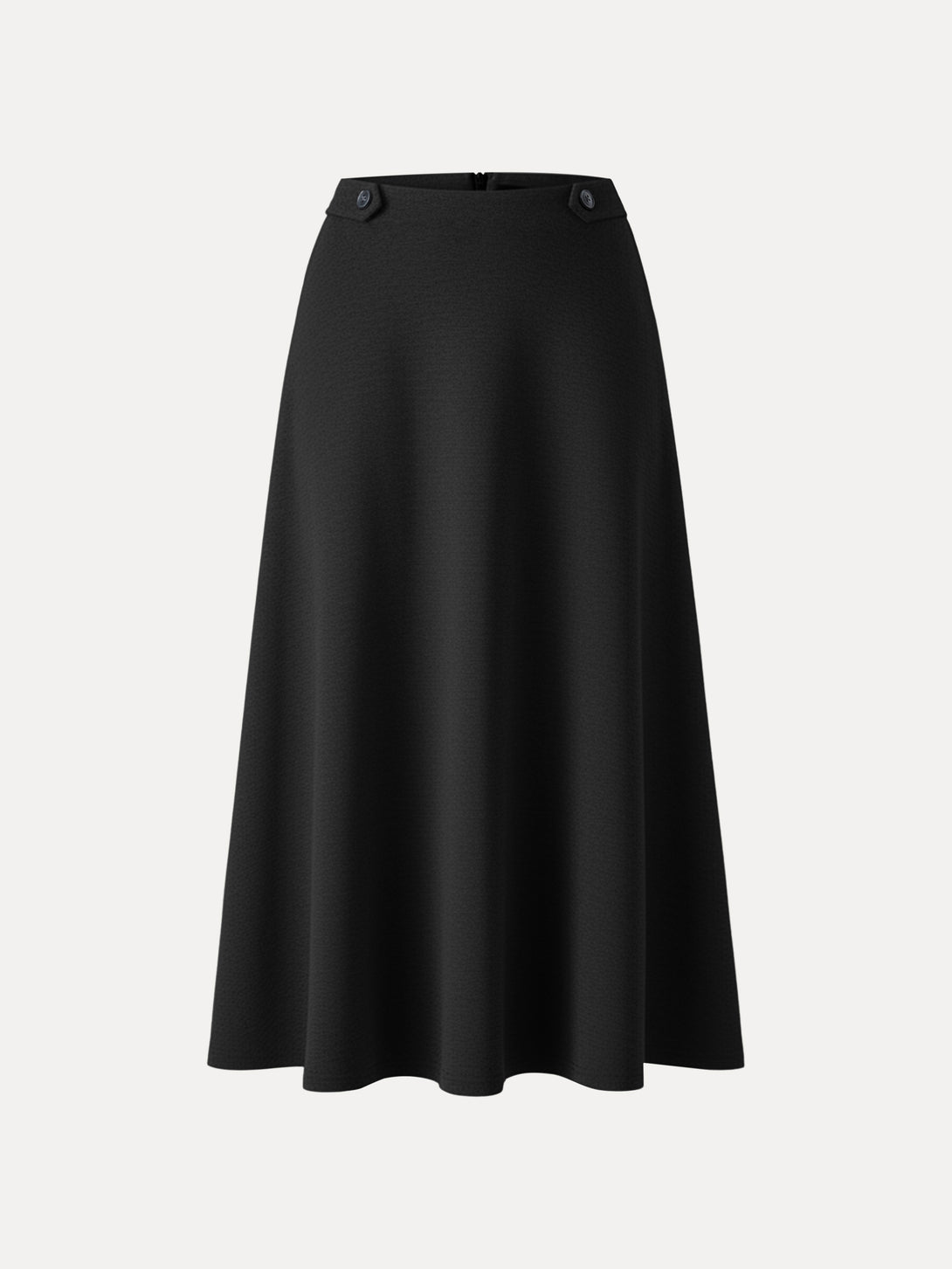 Cozy Warm Tailored Midi Circle Skirt with Pockets Black XS