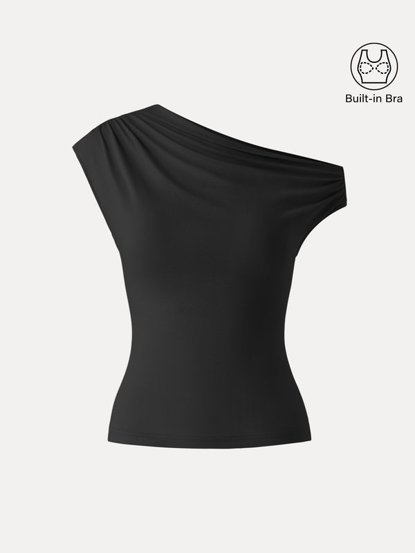 OGLmove Ruched Asymmetrical Shoulder Bra Top