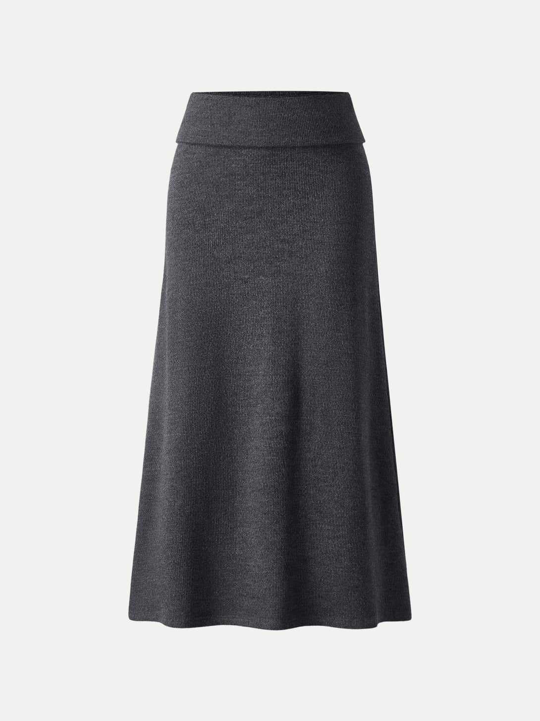 Cozy Ribbed Fold-Down Waistband A-line Maxi Skirt