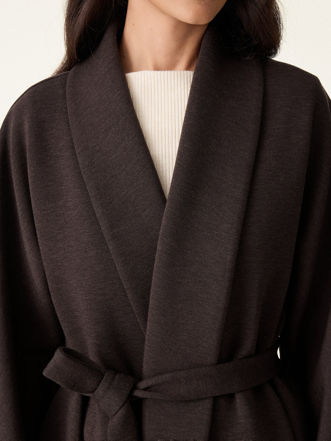 Timeless Shawl Neck Belted Outerwear with Pockets