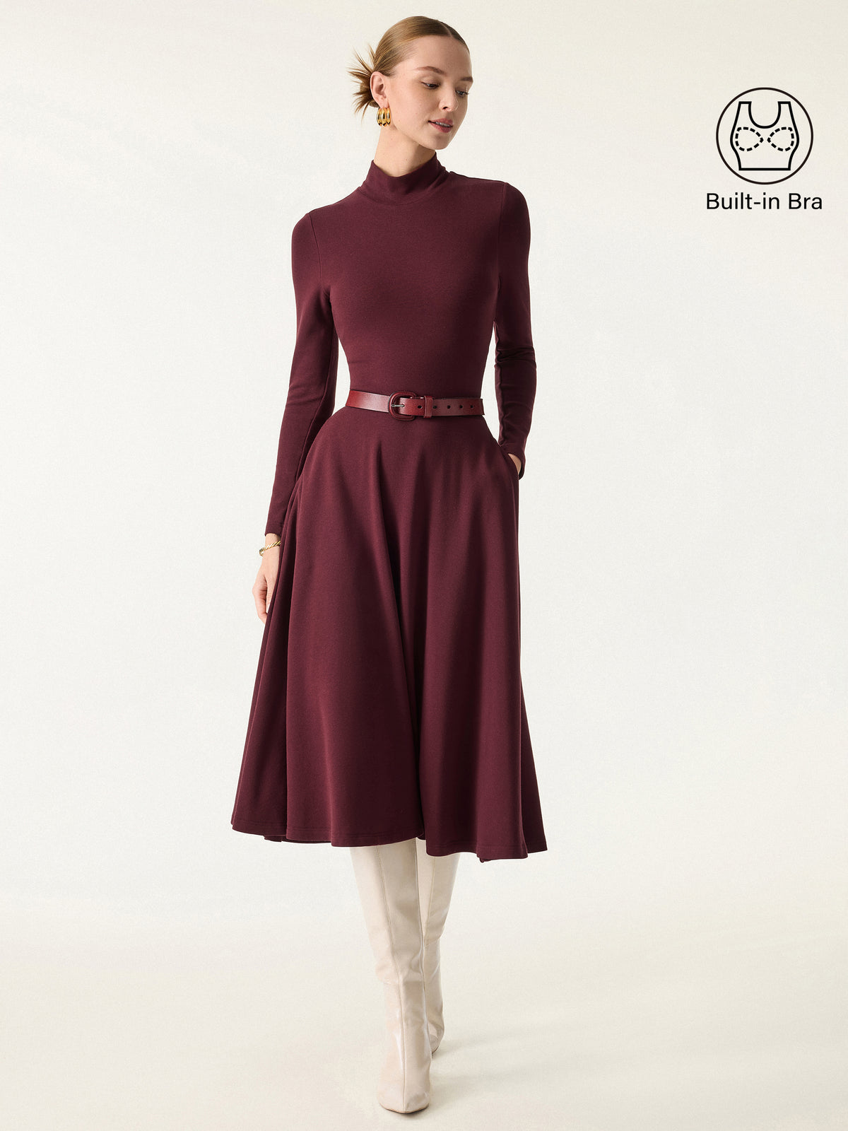 ProWarm Mockneck Midi Built Bra Dress 2.0 Pockets