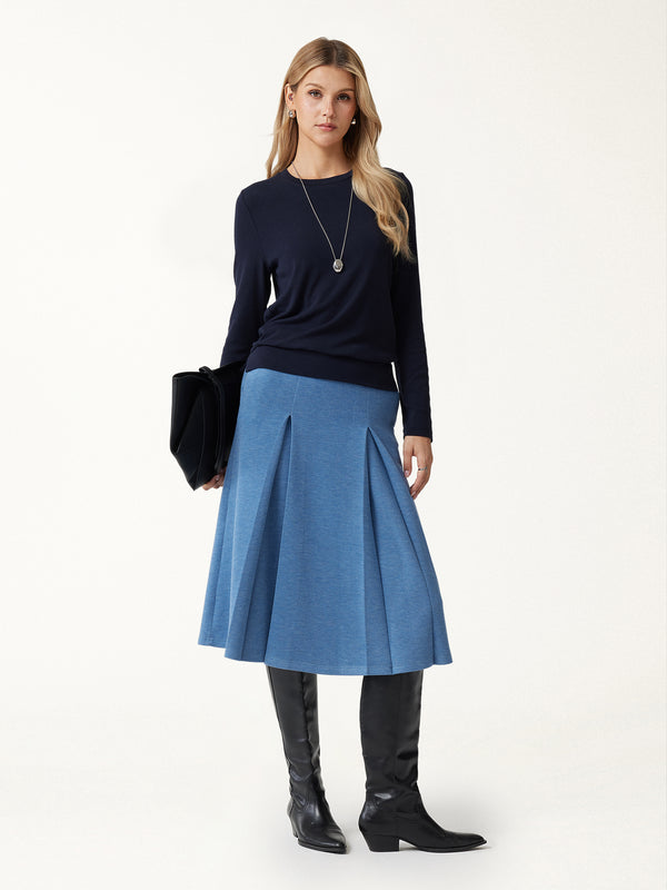 OGLmove FuzzLuxe Mid-Rise Tucked A-Line Midi Skirt with Pockets