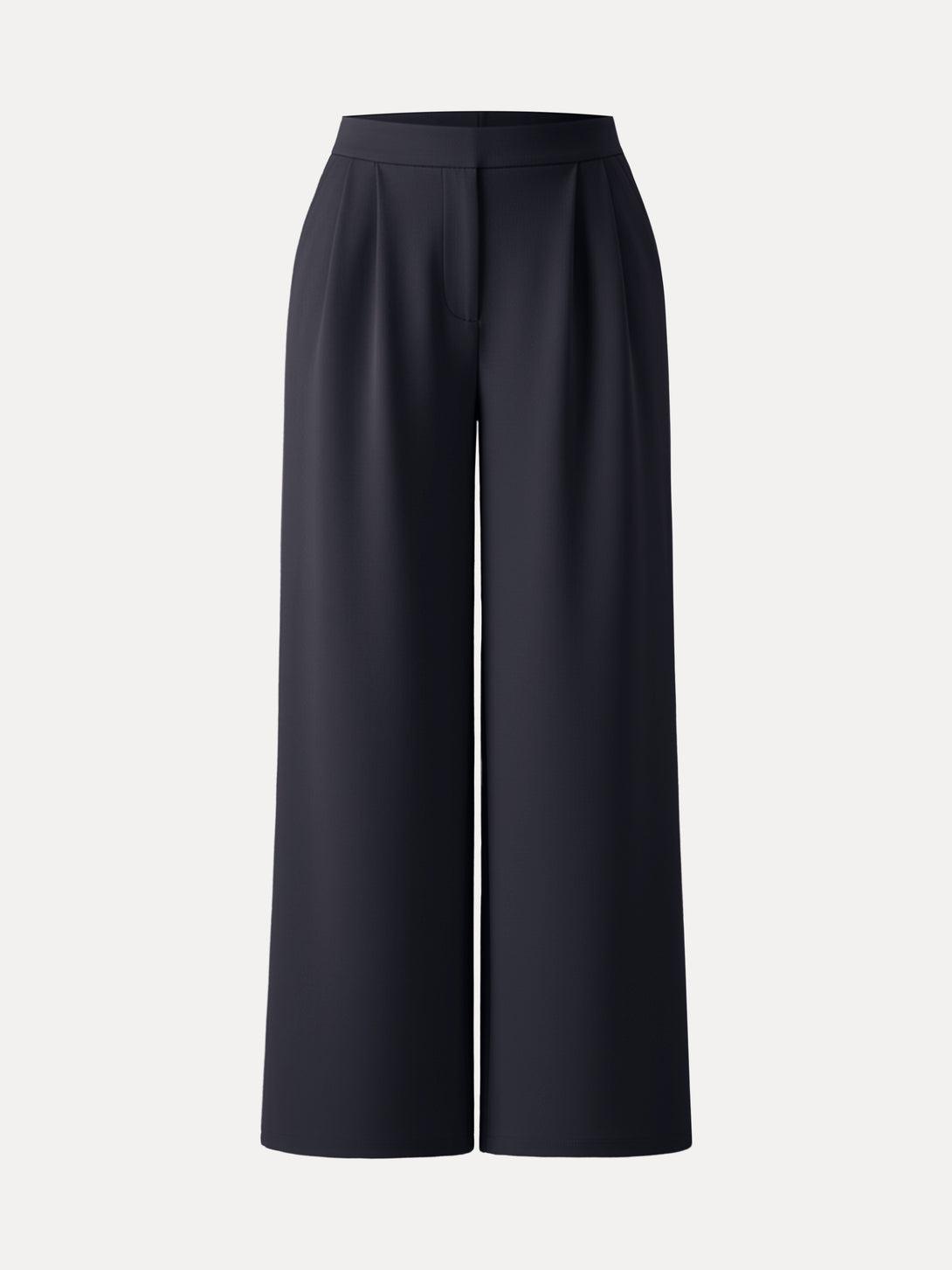 Cozy High Rise Wide Leg Tucked Pull-on Pants with Pockets Petite Black Navy