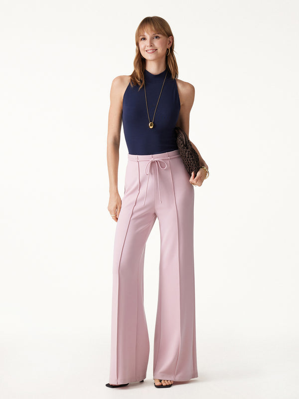 OGLmove Lyocell Spacer Knit High-Rise Flare Pants with Pockets Regular Rose Quartz