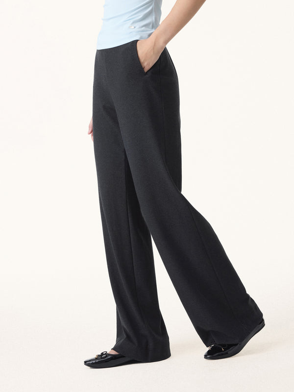 Lyocell Wool Stretch Mid Rise Straight Leg Pull-on Pants