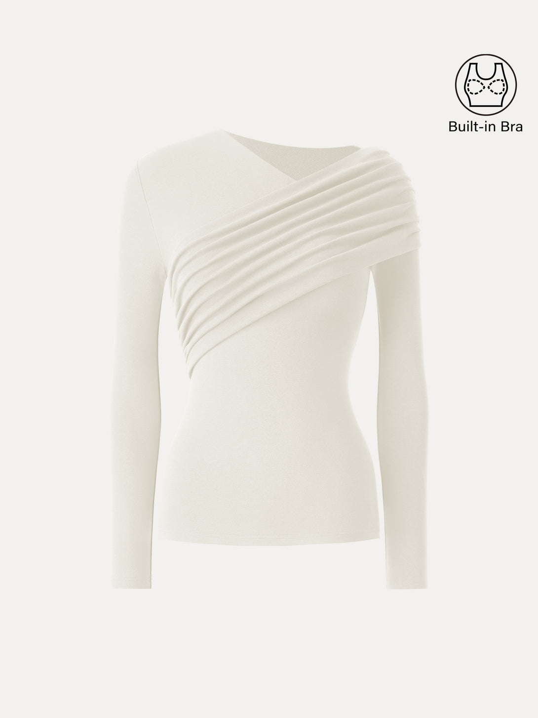 ProWarm Asymmetrical Neck Ruched Brami Off White XS