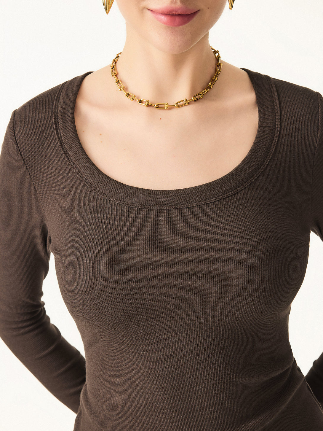 Essential Round Neck Ribbed Long Sleeve Brami