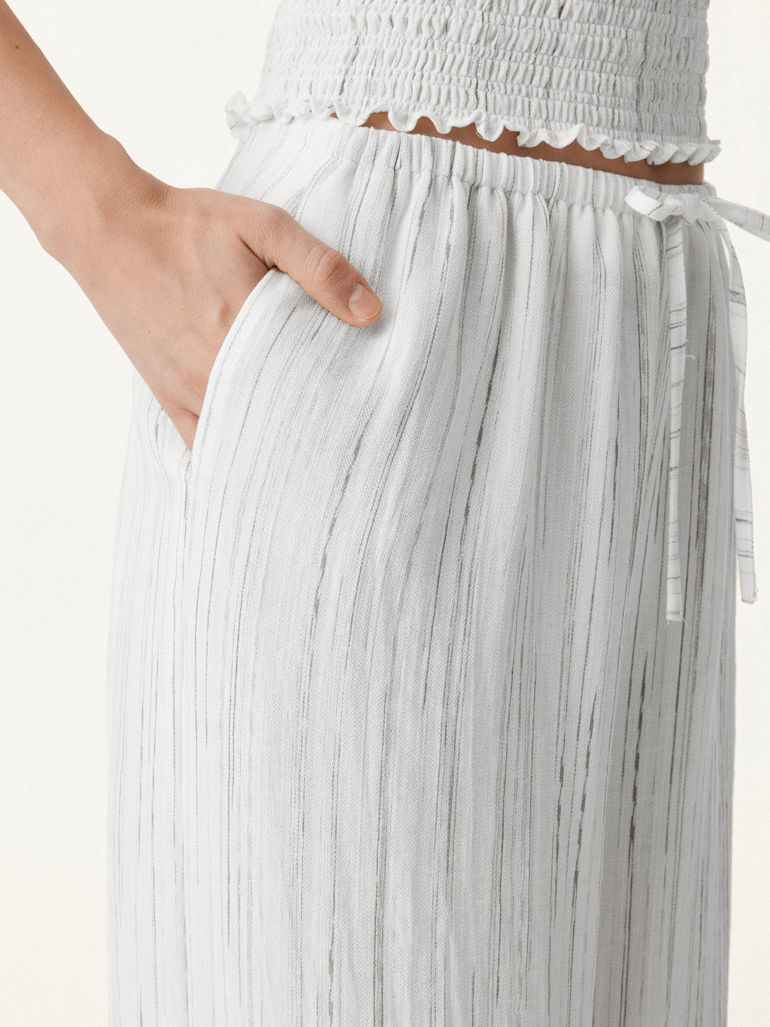 Summer Classic Striped Wide Leg Pants with Pockets