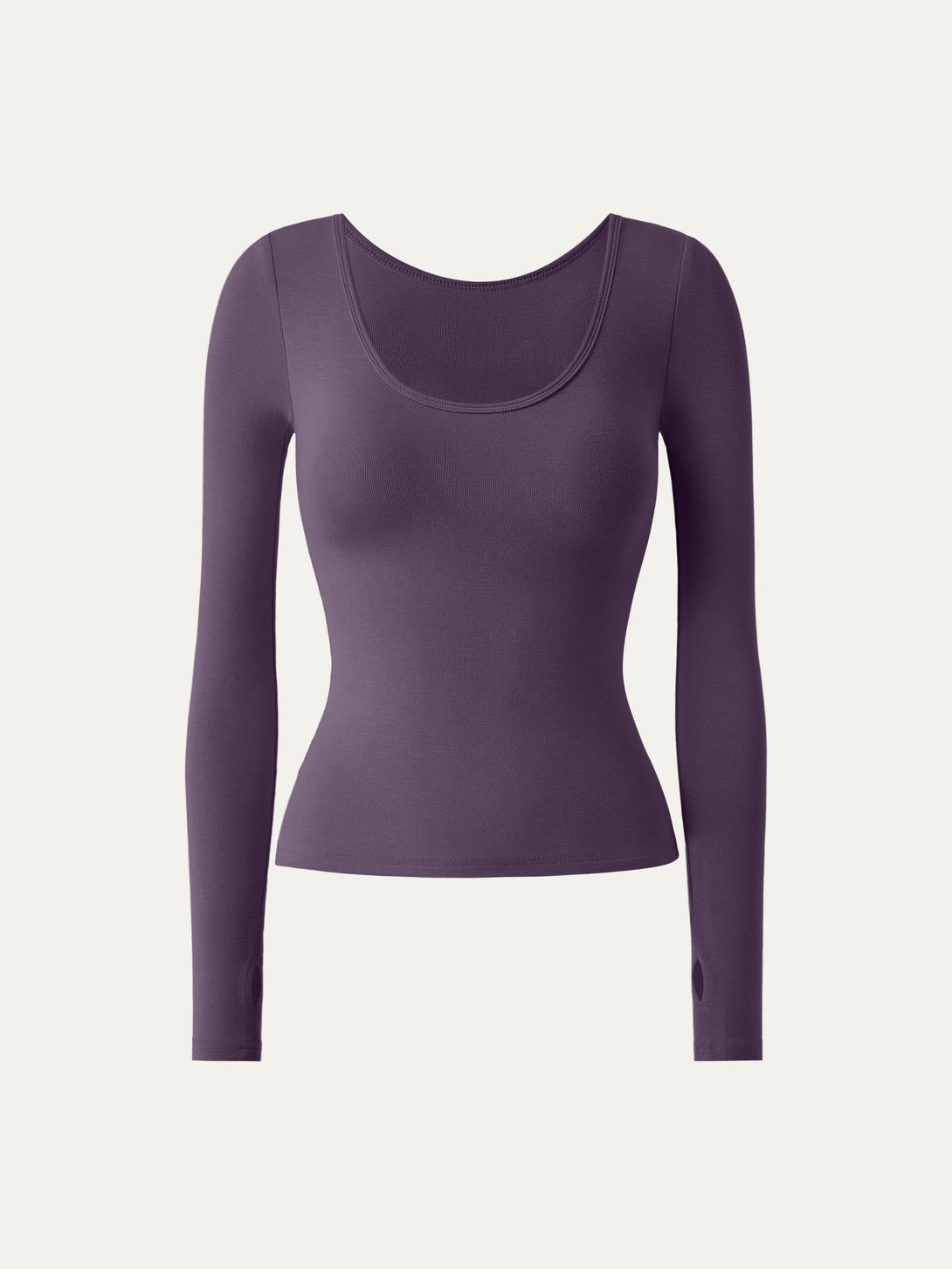 Essential Lyocell Cashmere Multi-Wear Long Sleeve Top with Thumbholes Plum Wine XS
