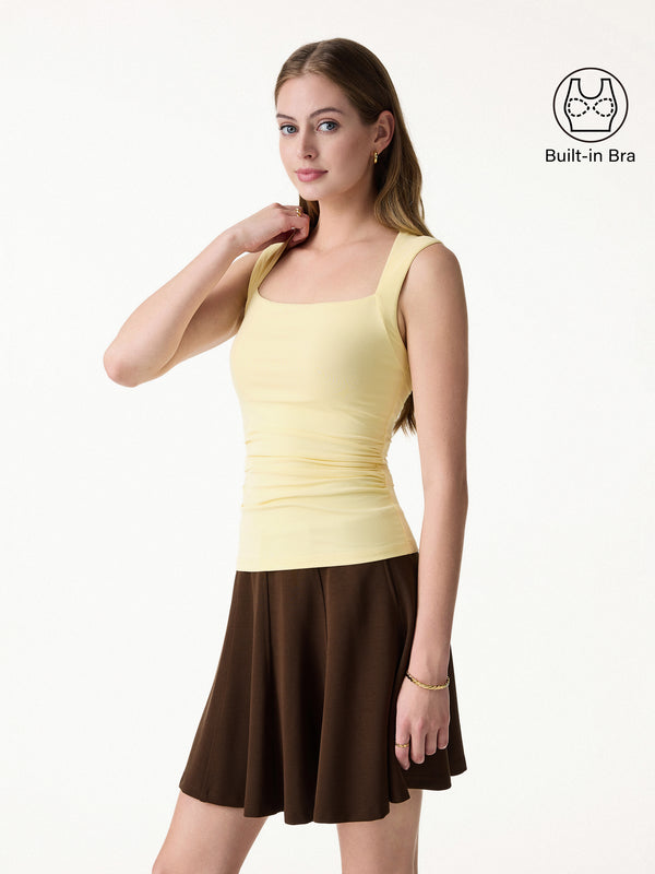 OGLmoveSkinKiss Angular Square Neck Ruched Bra Top