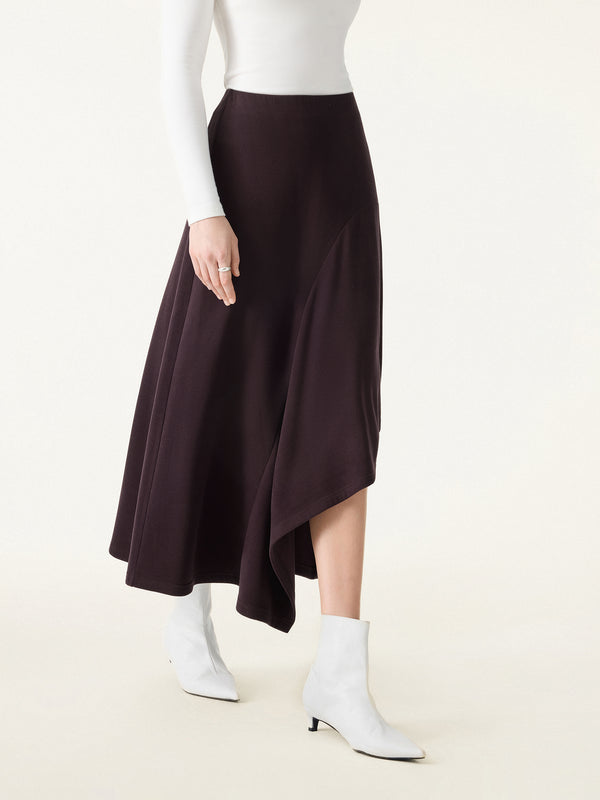 Flowy A-line Asymmetrical Midi Skirt