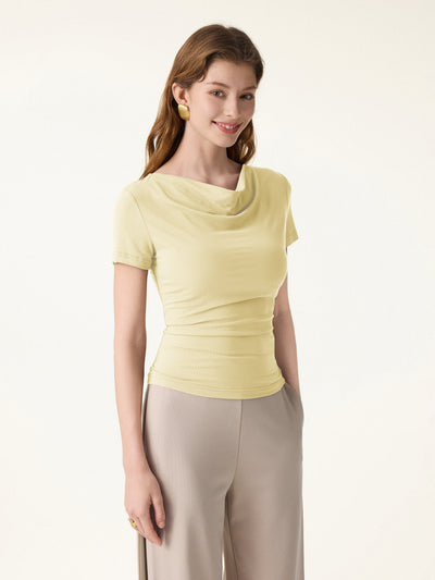 OGLmove SkinKiss Multi-Wear Cowl Neck Cooling Summer Tee Butter Yellow XS