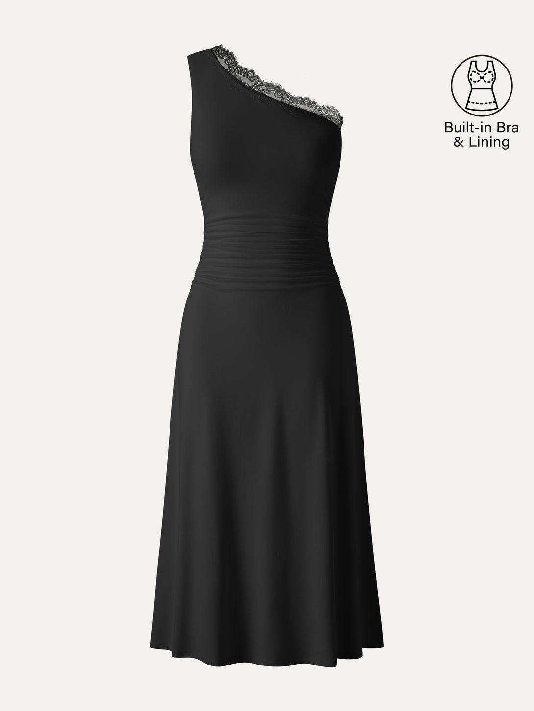 bra with one shoulder dress OGL Lace Trim One Shoulder Ruched Bra Dress – OGLmove