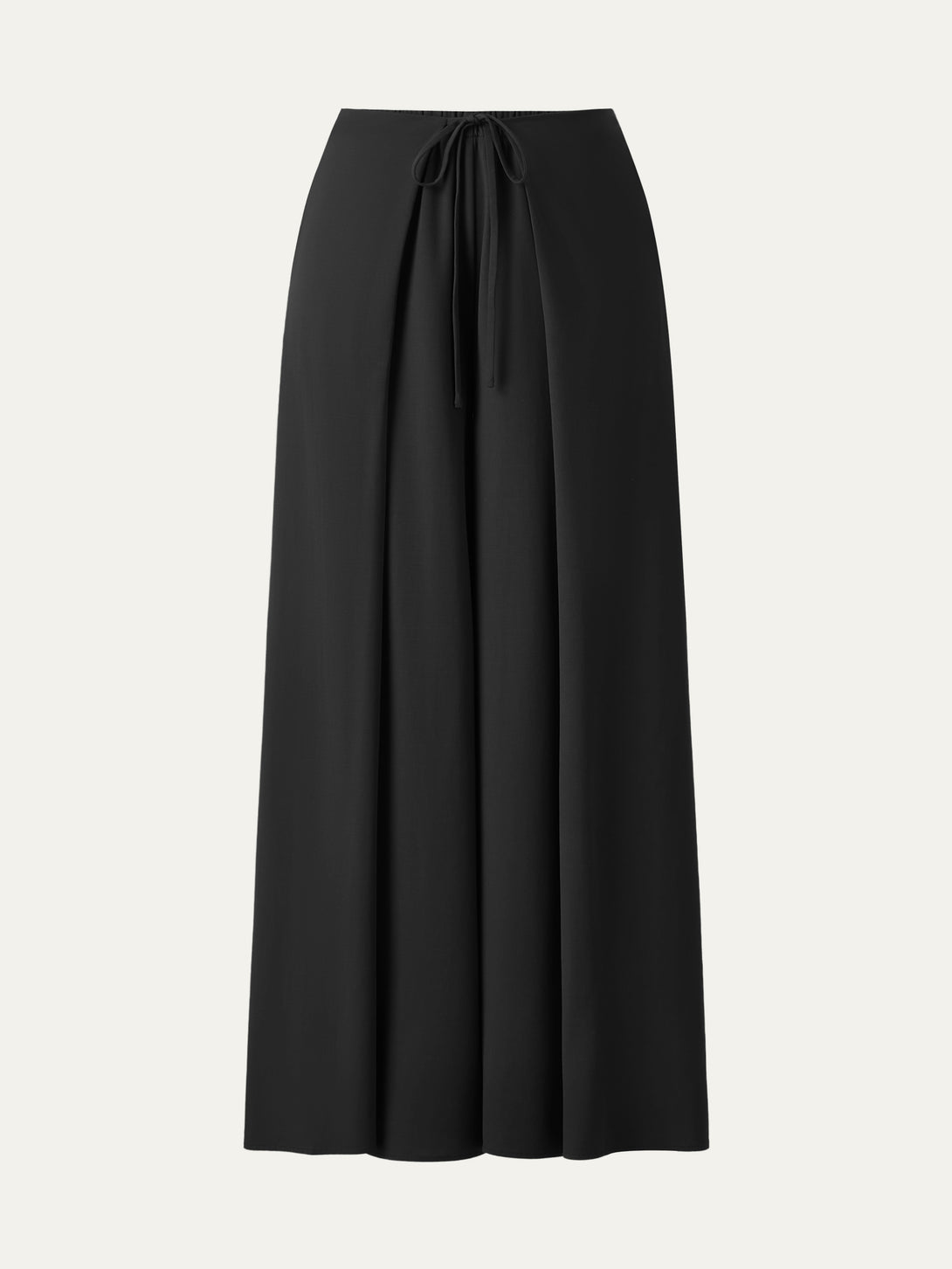 Bamboo Ponte Wrap-tie Palazzo Pants with Pockets Regular Black