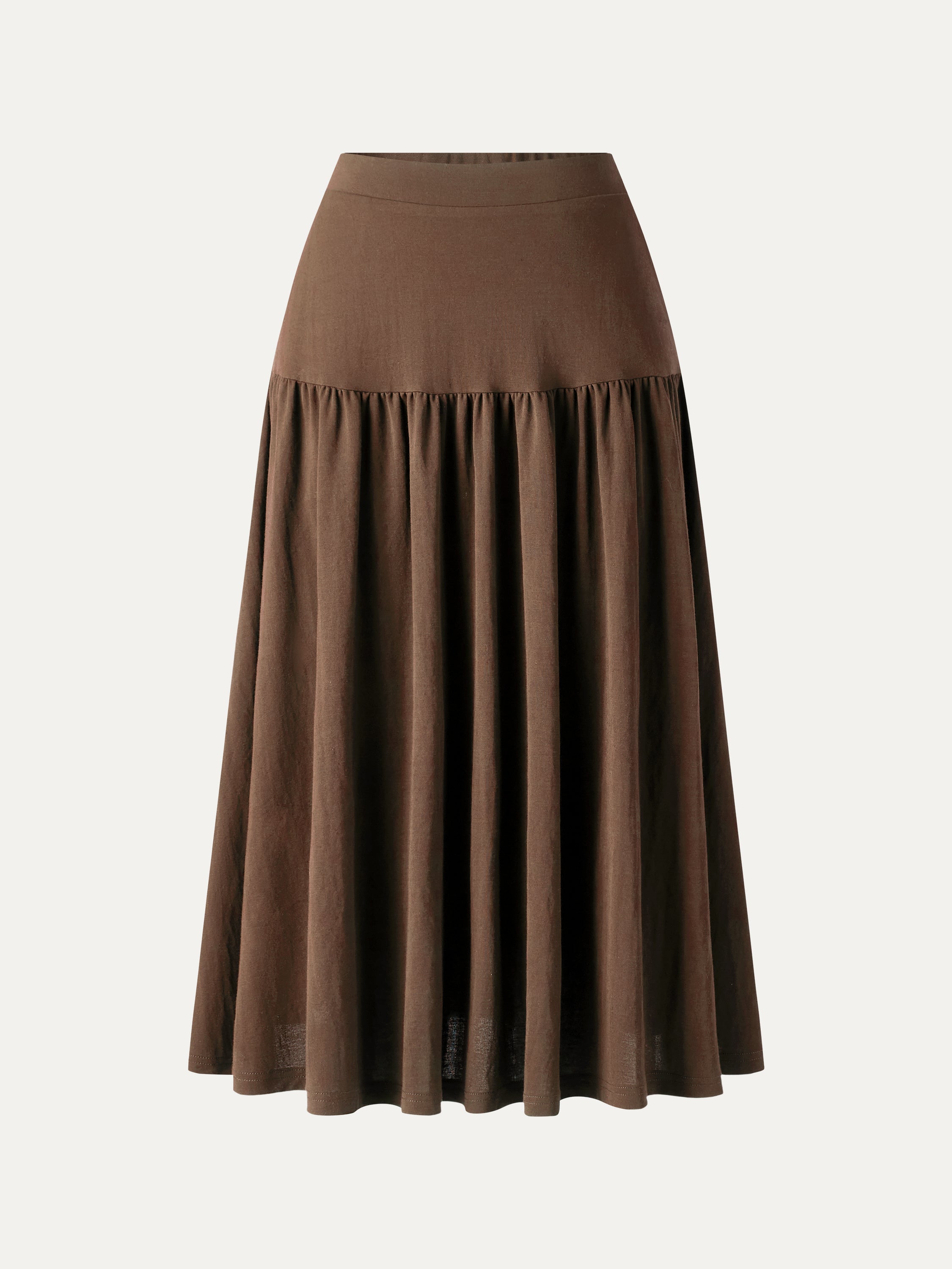 OGL Cotton-Linen Gathered Midi Skirt with Pockets – OGLmove