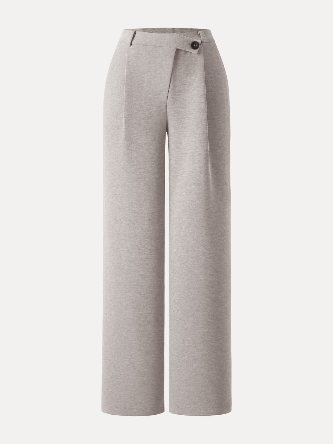 Cozy Warm High Rise Slanted Fly Front Wide Leg Pants Regular Heather Ivory