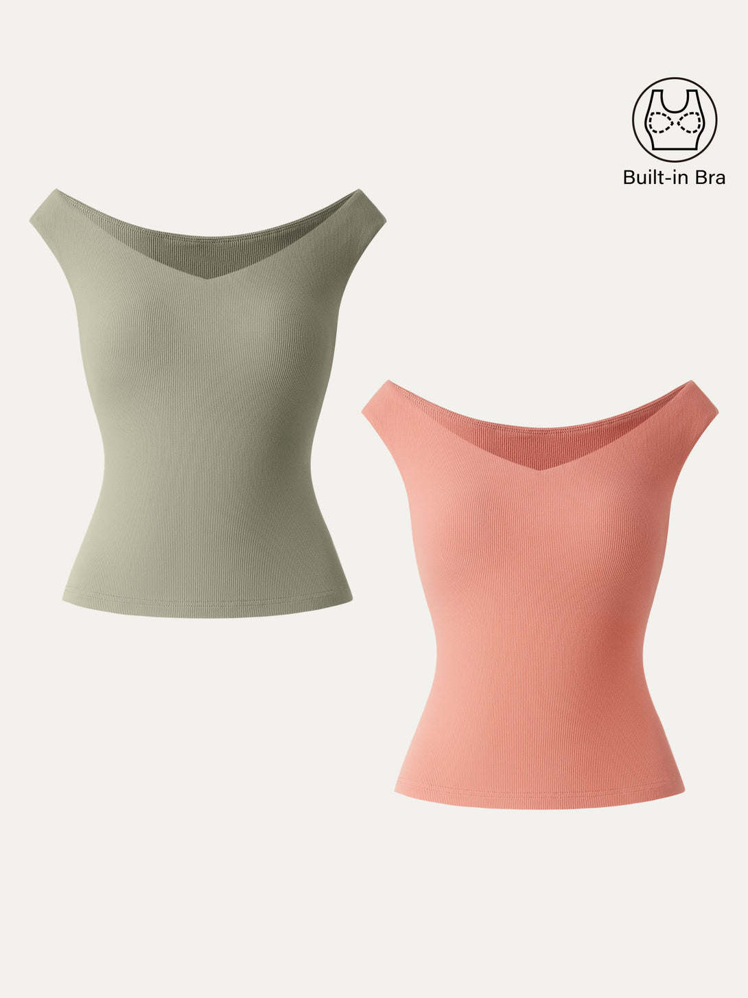 Essential V-neck New Airy Brami Peachy/Tate Olive XS