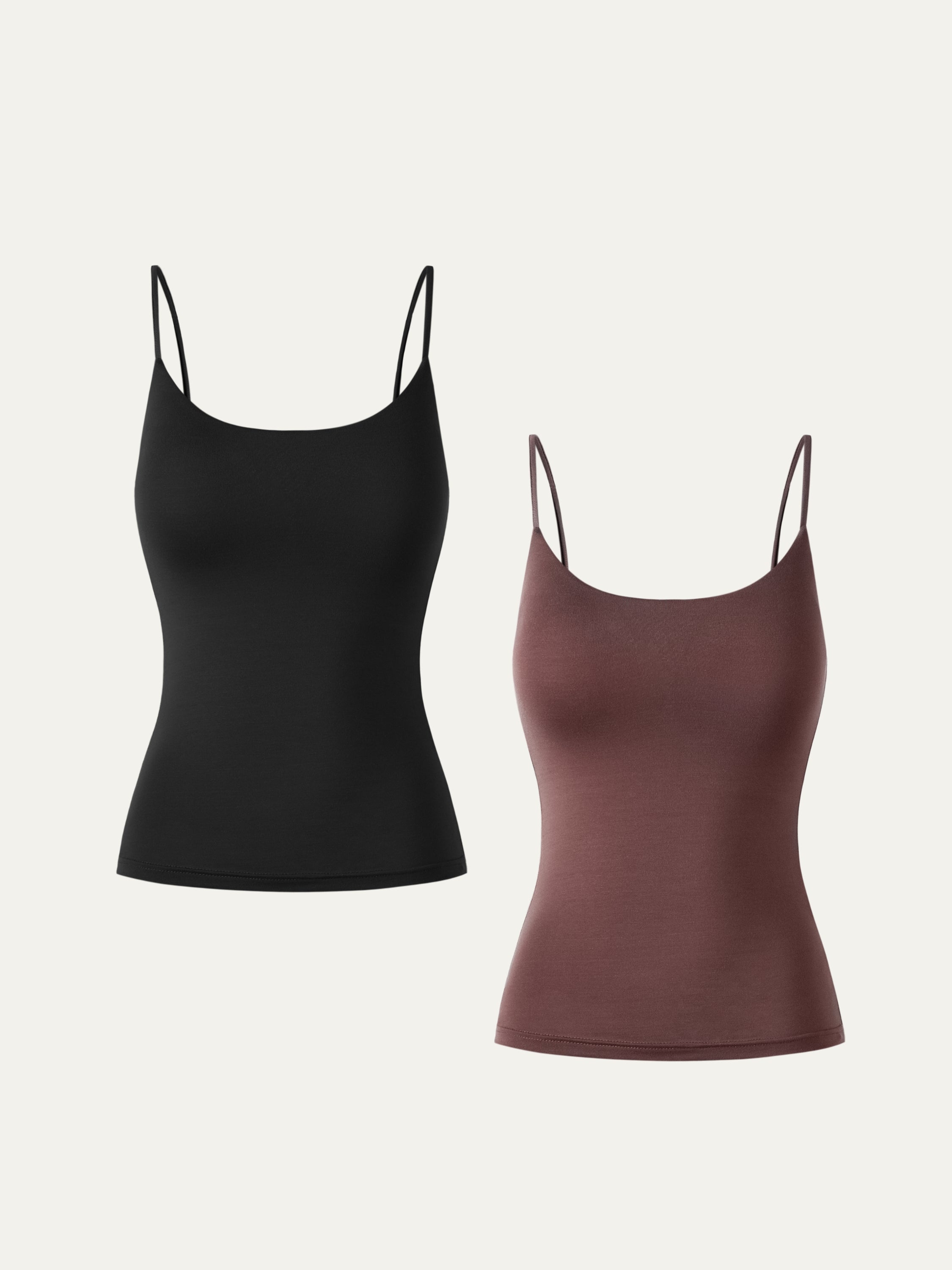 Lenzing Tencel Cami 2Pcs Set - Black/Marron