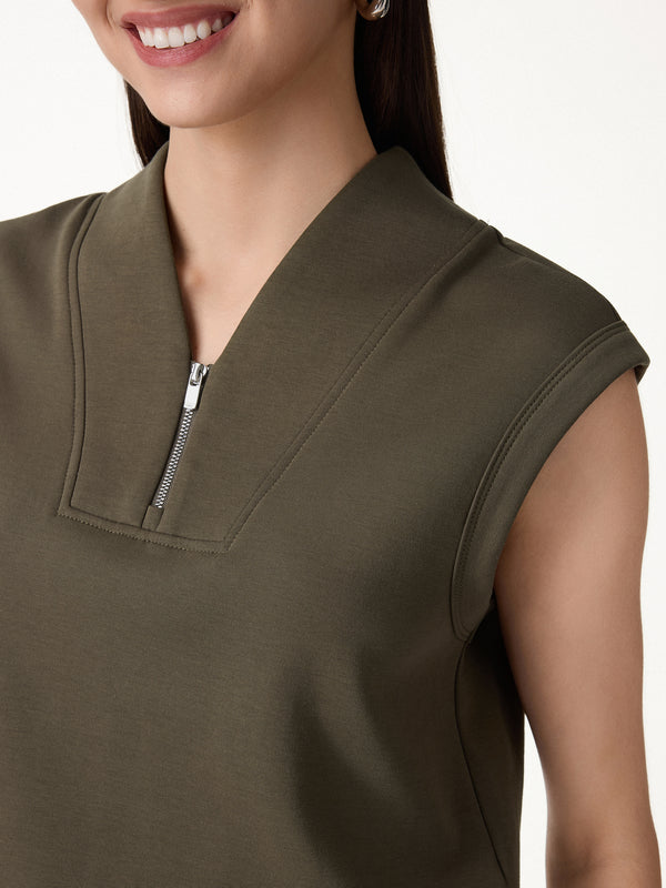OGLmove Air Cotton Quarter-Zip Banded Hem Travel Top