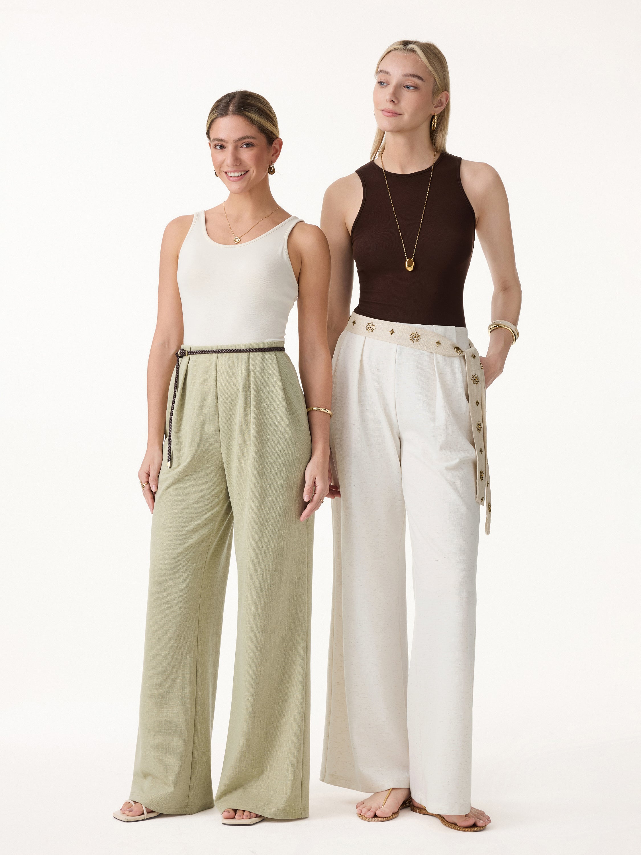 OGL Airy Stretch Linen Wide Flare Pants with Pockets – OGLmove