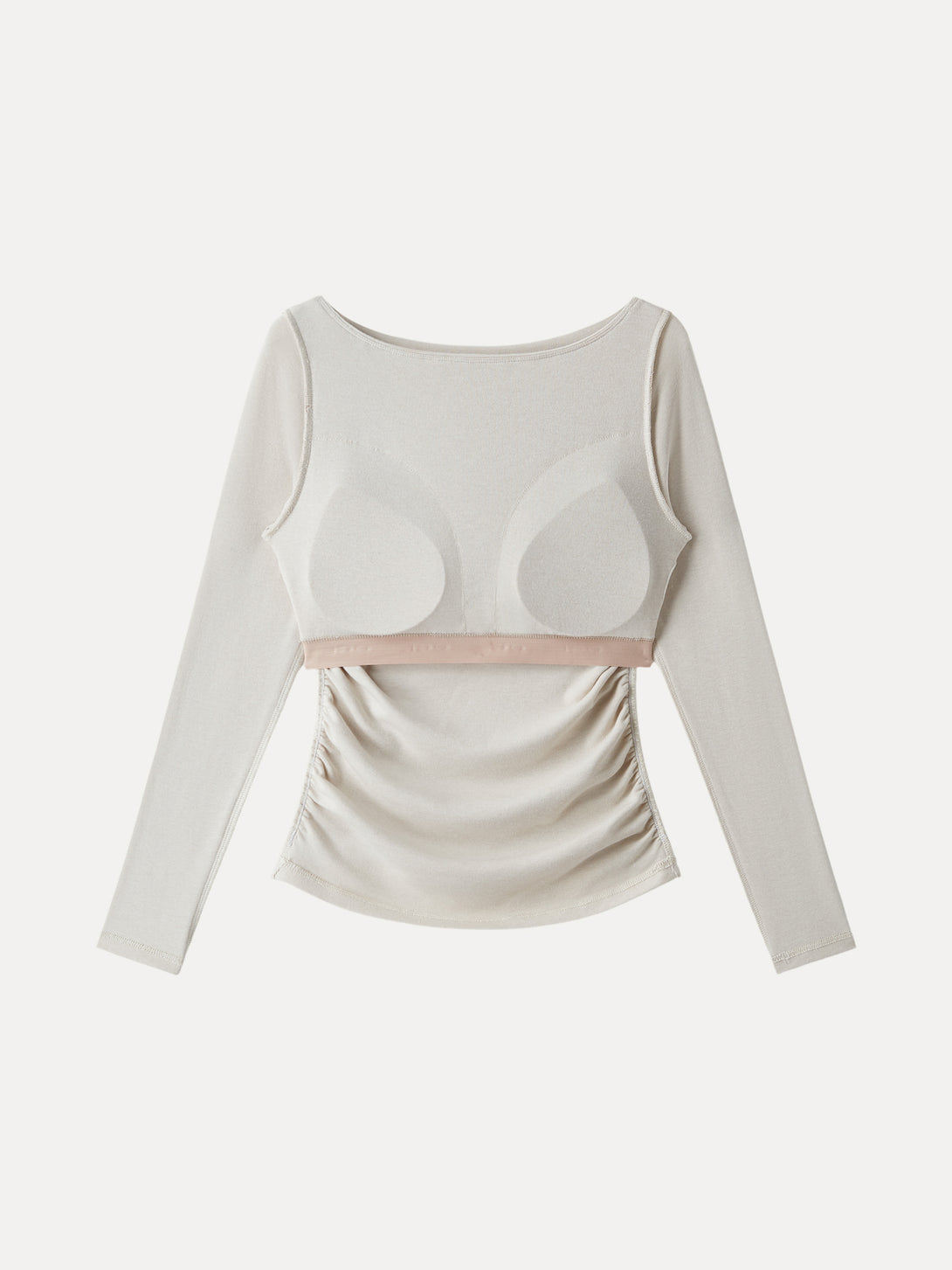 Light Warm Boatneck Ruched Brami Top