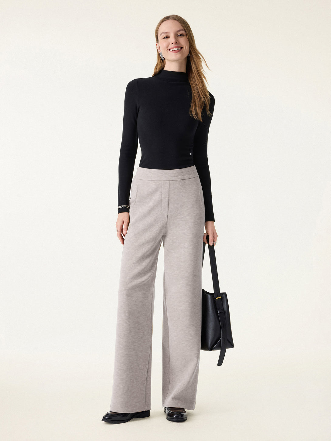 Cozy Warm Mid Rise Straight Leg Pants with Pockets