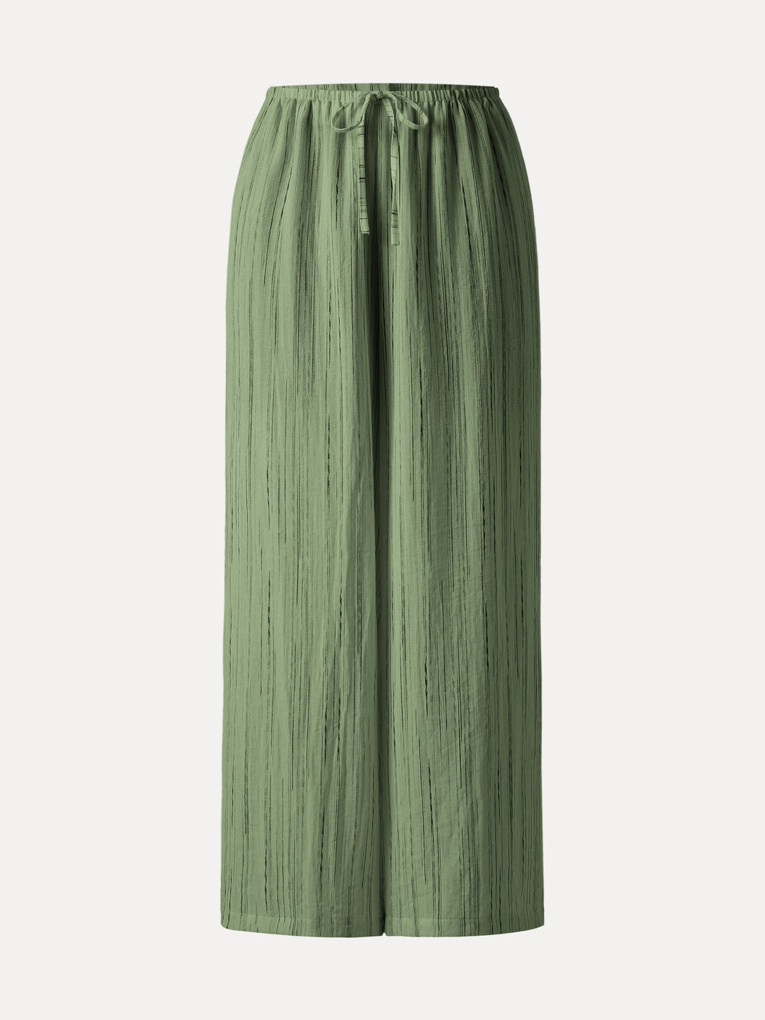 Summer Classic Striped Wide Leg Pants with Pockets Green Stripe XS