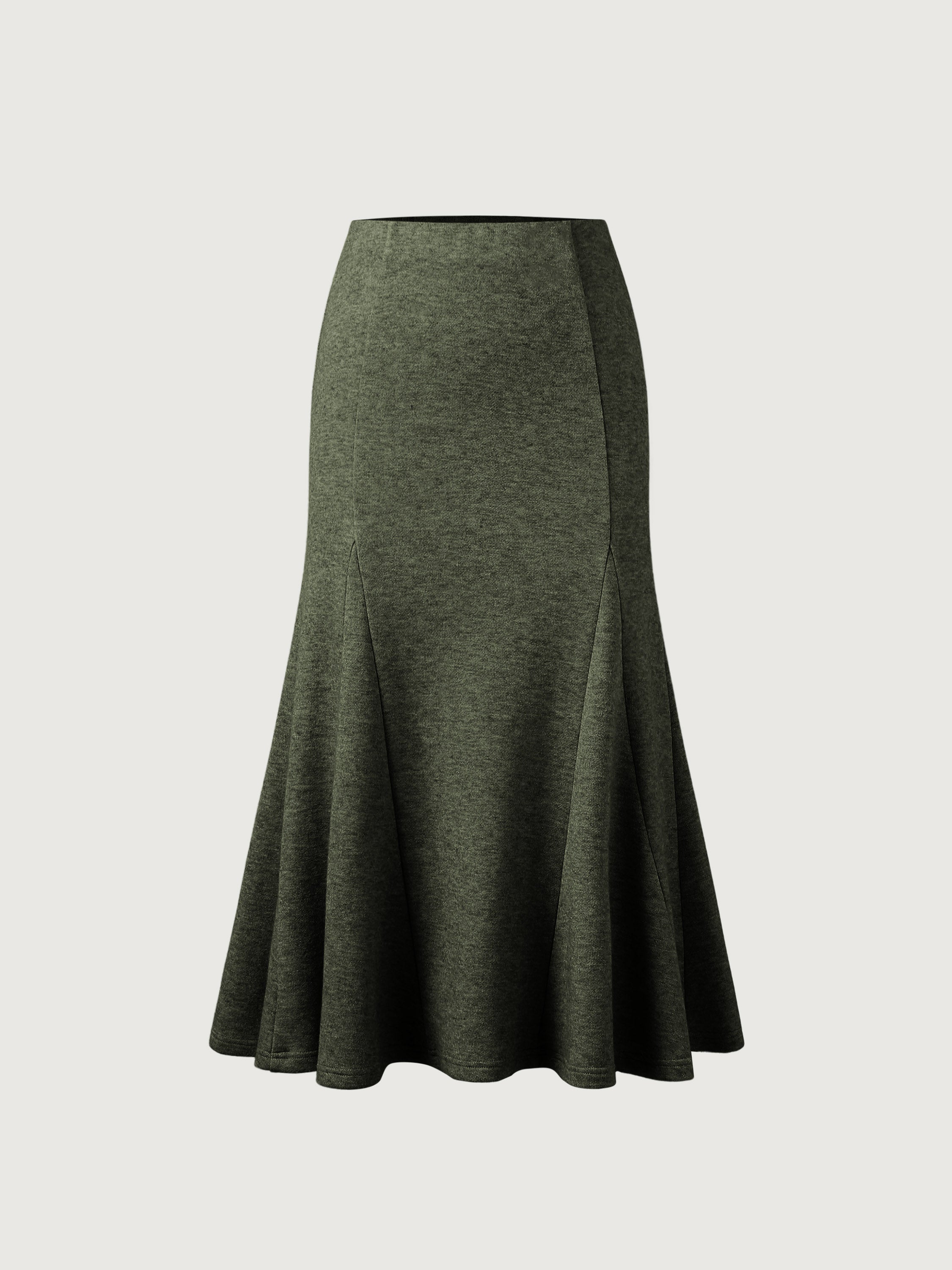 Cashsoft Pull-On Flounce Midi Skirt - Heather Olive