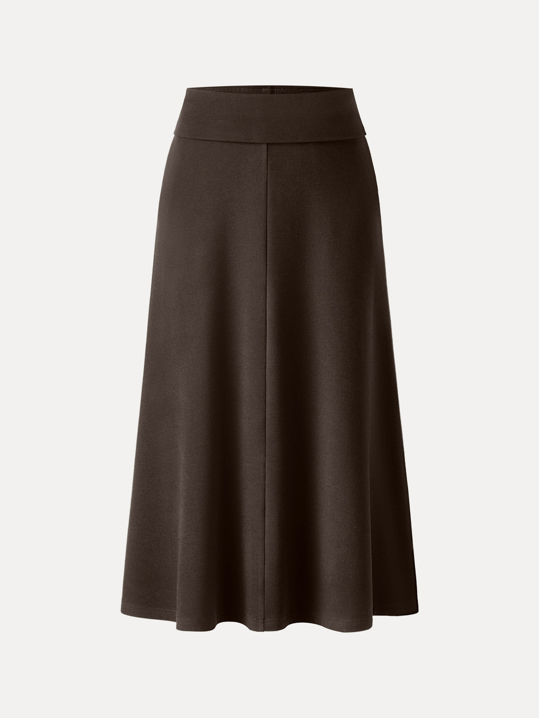 Tummy-Warmer Midi Pull-on A-Line Skirt with Pockets Acajou XS