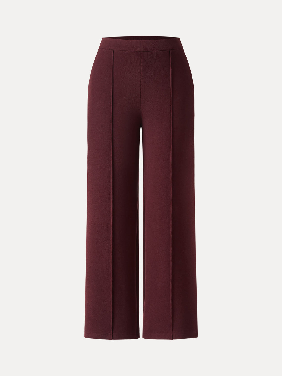 Brushed Warm High Rise Pintuck Straight Leg Pull-on Pants Petite Ruby Red