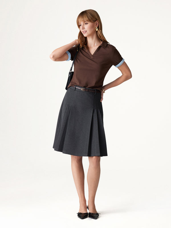 OGLmove Ponte High-Rise Tucked Knee-Length Skirt Heather Black Grey XXS