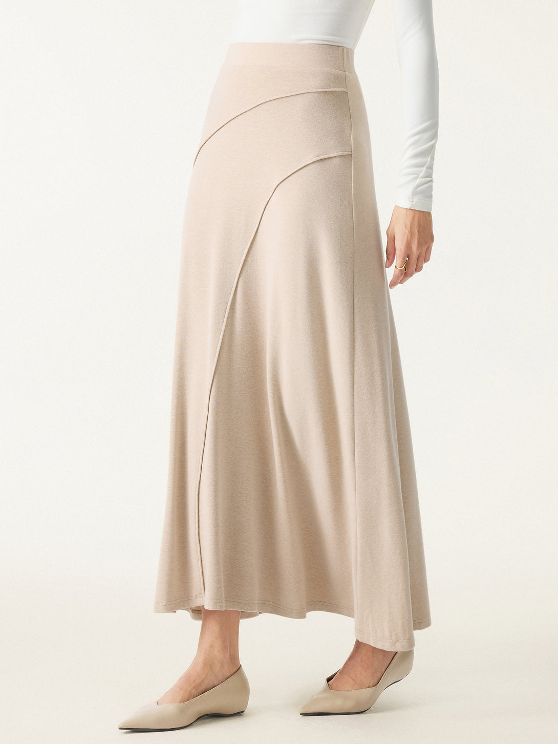 Pull-on Flared Maxi Skirt
