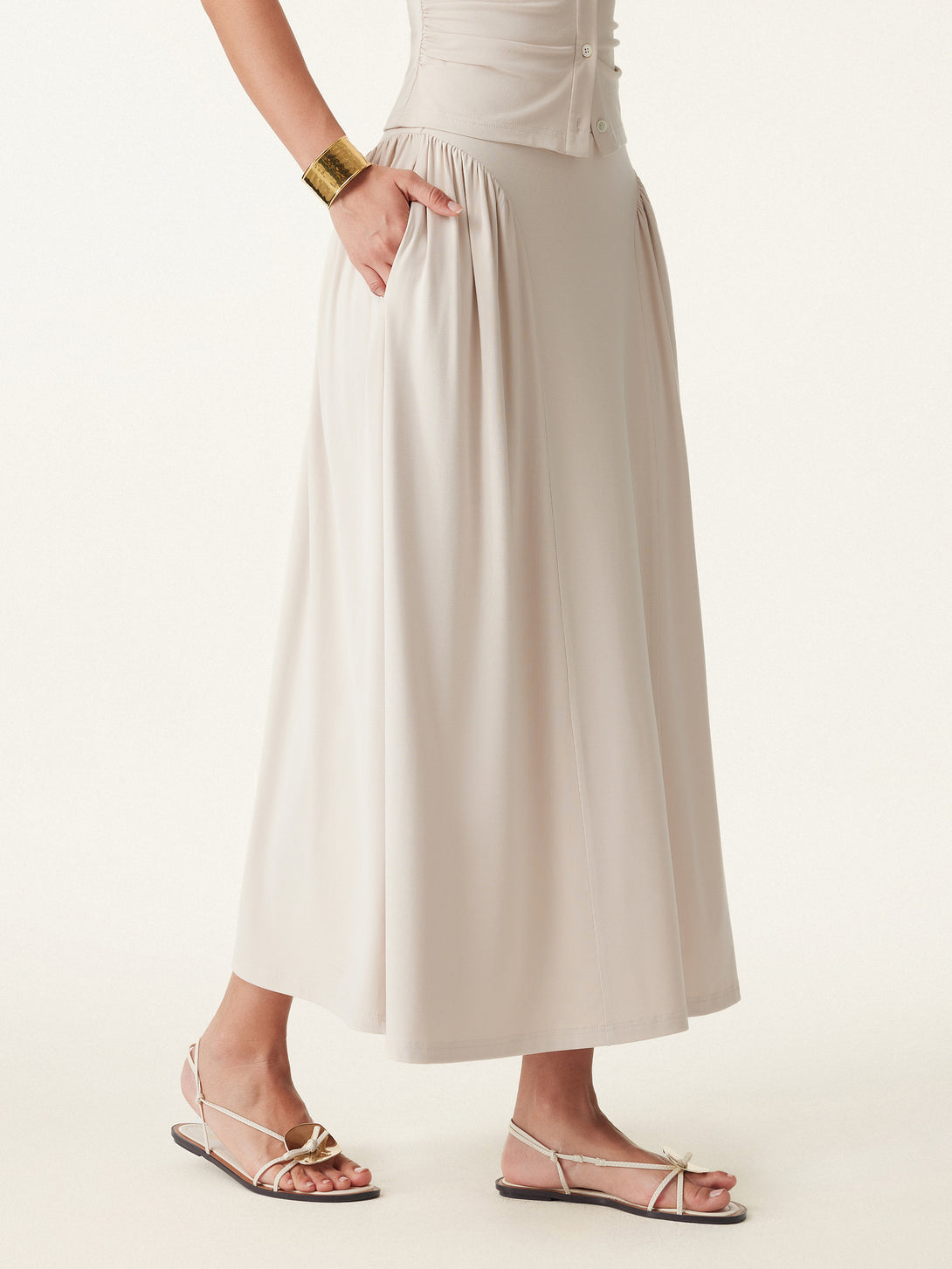 gathered dress with flared skirt Casual Going Out Regular Fit Fog/XL Skirts Women Bottoms OGLmove