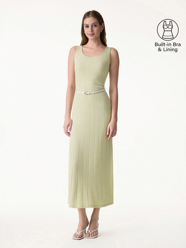 Pointelle U-Neck Maxi Bra Dress Apple Blossom Green XS