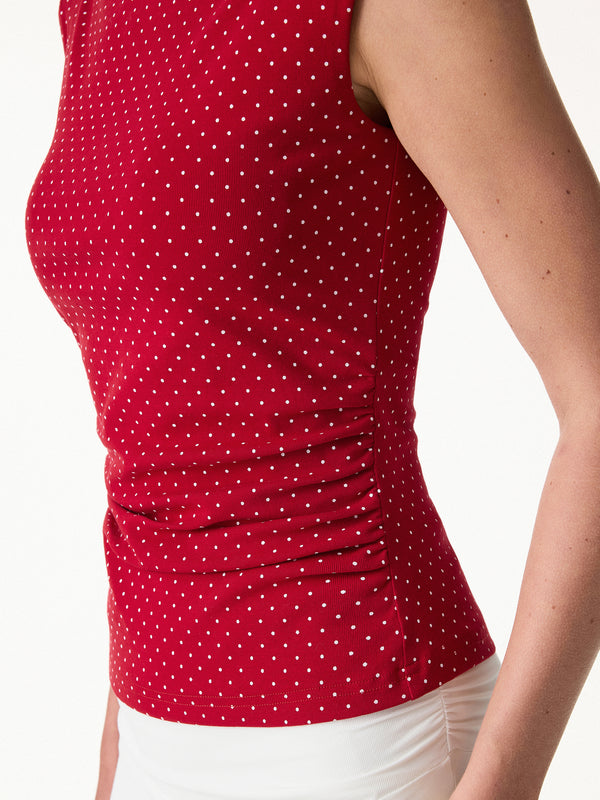 OGLmove Stretch Cotton Polka Dot Boatneck Ruched Bra Top Limited Edition