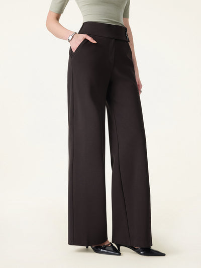 Stretchy High Rise Wide Leg Pants with Pockets