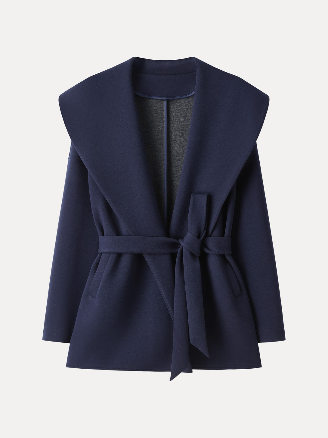 Belted Shawl Collar Robe Jacket with Pockets