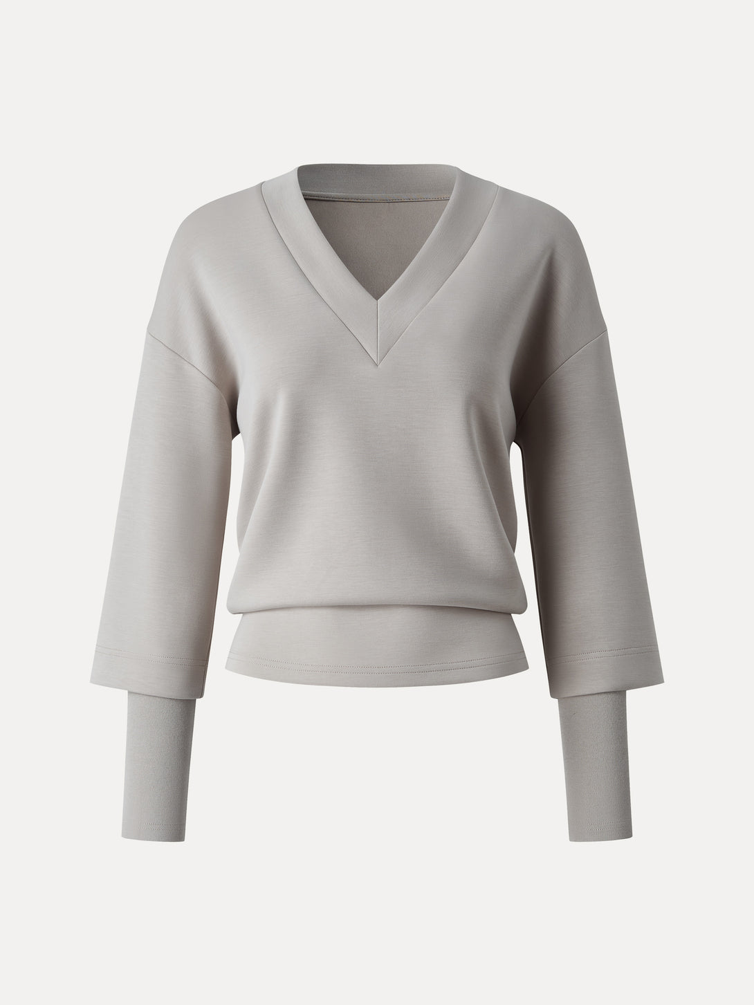 V-neck Hip Length Top with Sleeve Warmers